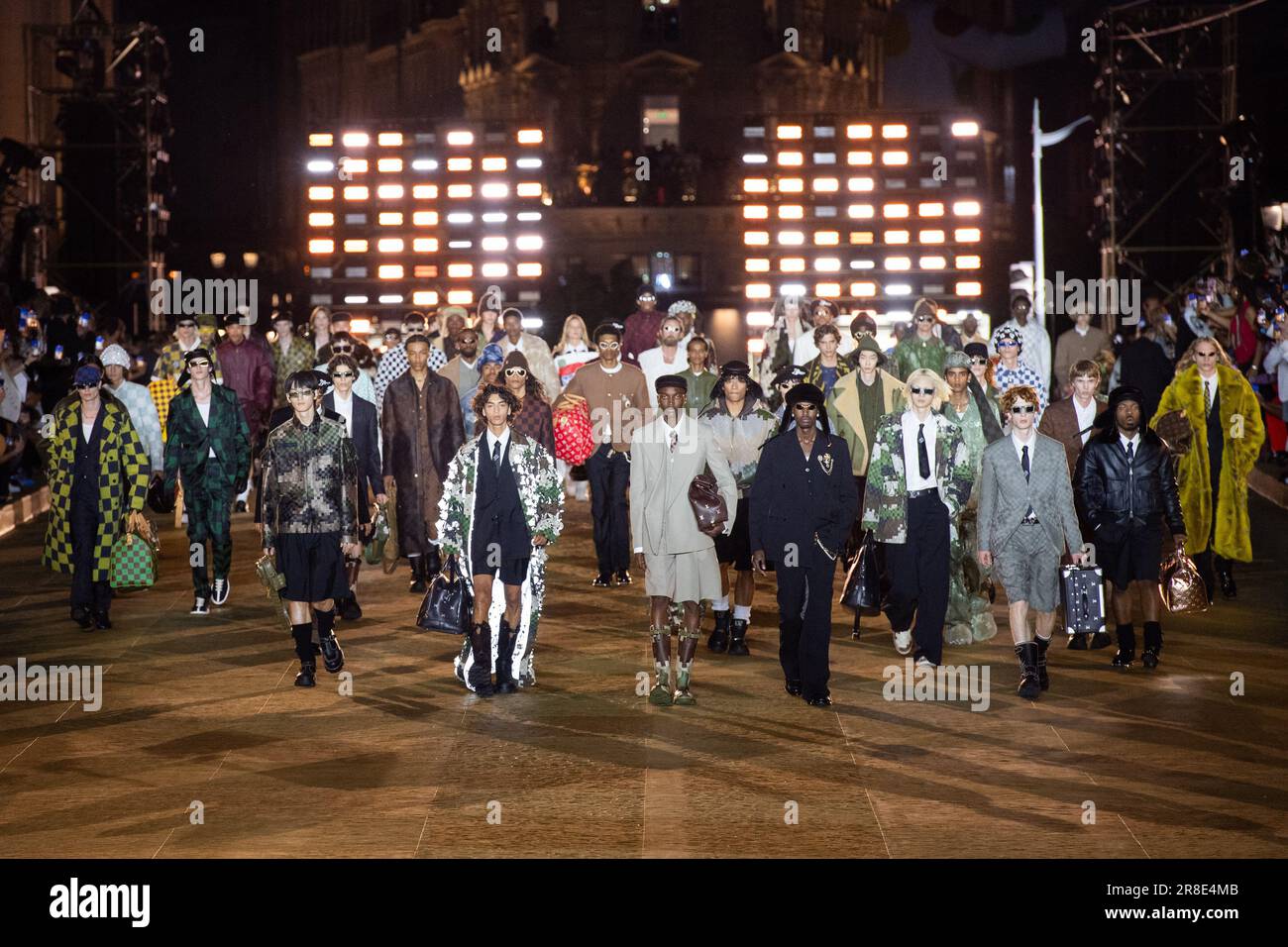 Paris, France. 20th June, 2023. A model walks the runway during the Louis  Vuitton Menswear Spring/Summer 2024 show as part of Paris Fashion Week in  Paris, France on June 20, 2023. Photo