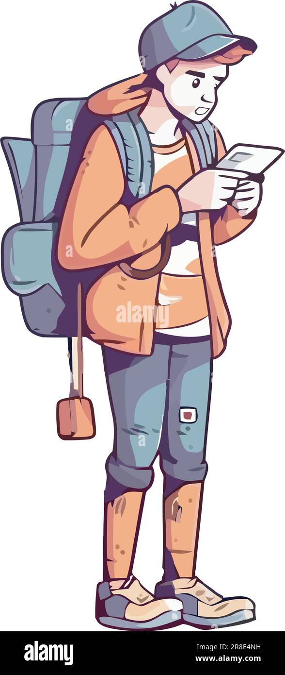 tourist with a backpack and reading a map Stock Vector Image & Art - Alamy