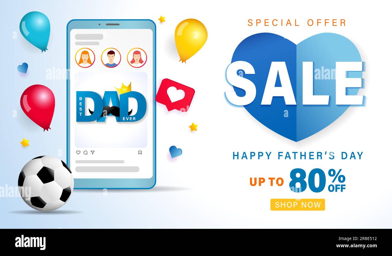 Fathers day sale up to 80 off best dad ever web banner and smartphone