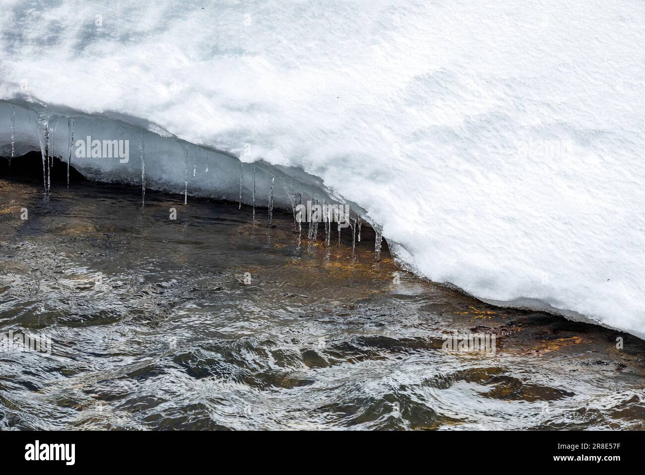 Ice and snow melting along Big Wood River Stock Photo Alamy