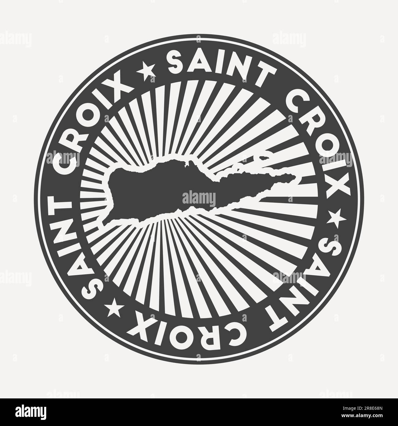 Saint Croix round logo. Vintage travel badge with the circular name and