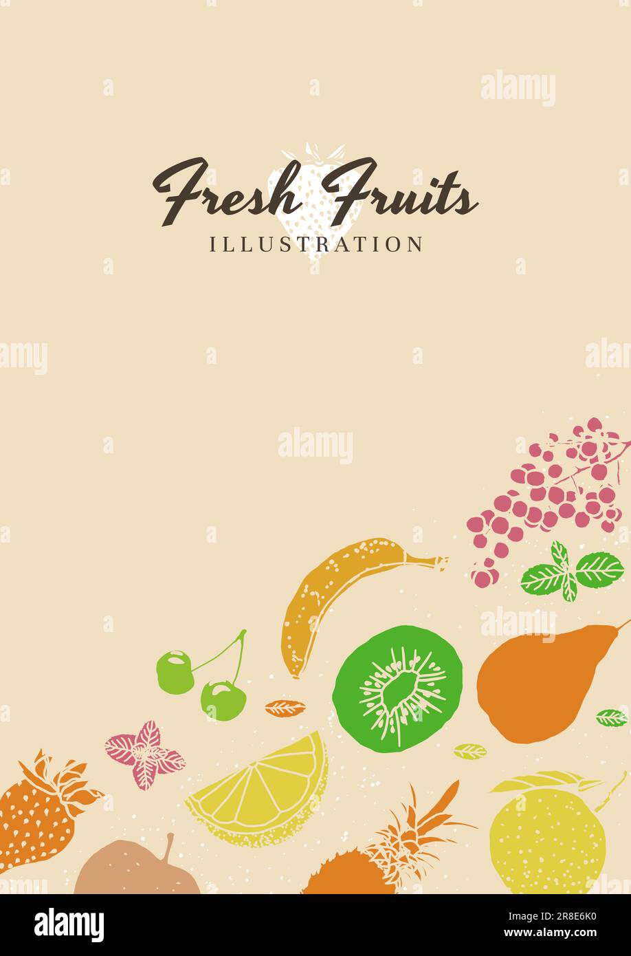 Fruit illustration sketch style retro colors vector Stock Vector