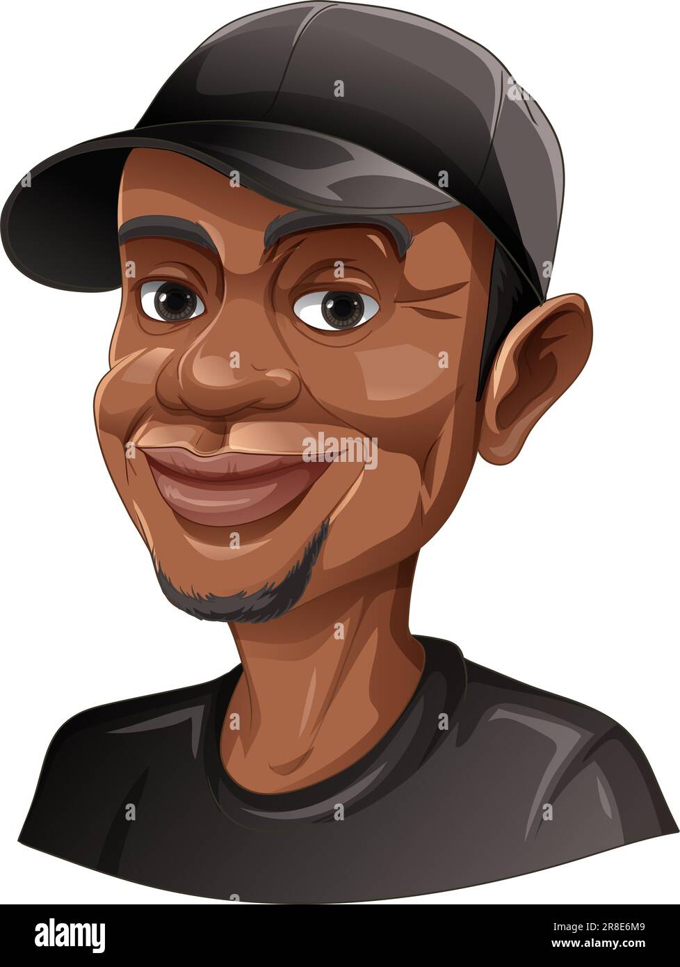 Bangkok, Thailand May 12, 2023. Caricature of Tiger Woods smiling illustration Stock Vector