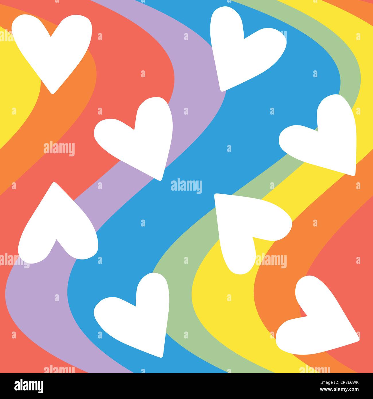 Vector seamless pattern of hearts isolated on groovy wavy lgbt flag ...