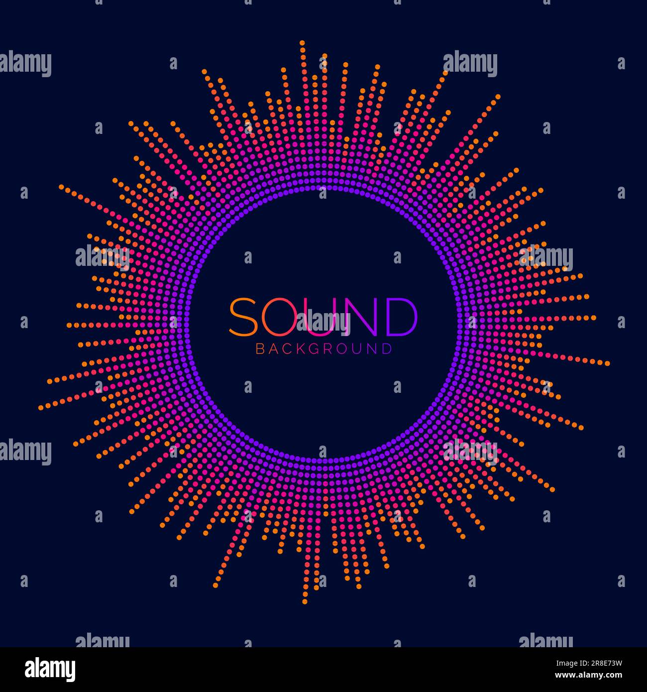 Circle sound wave visualization bar. Dotted music player equalizer