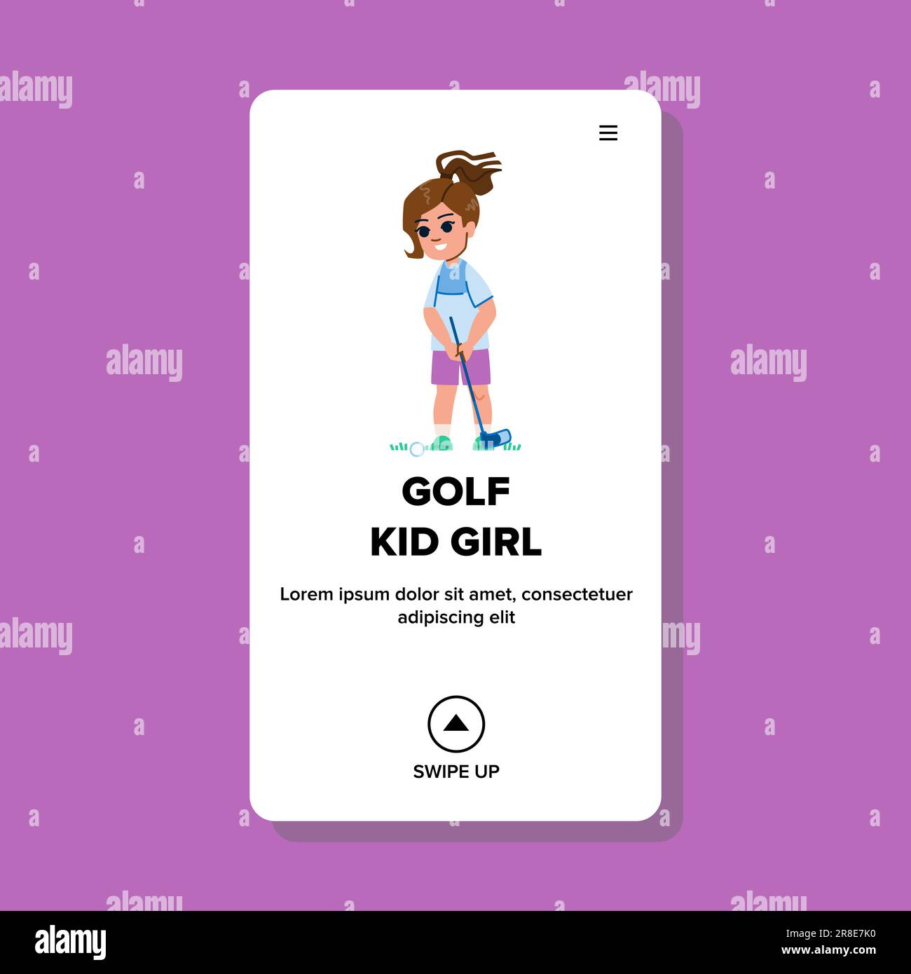 golf kid girl vector Stock Vector