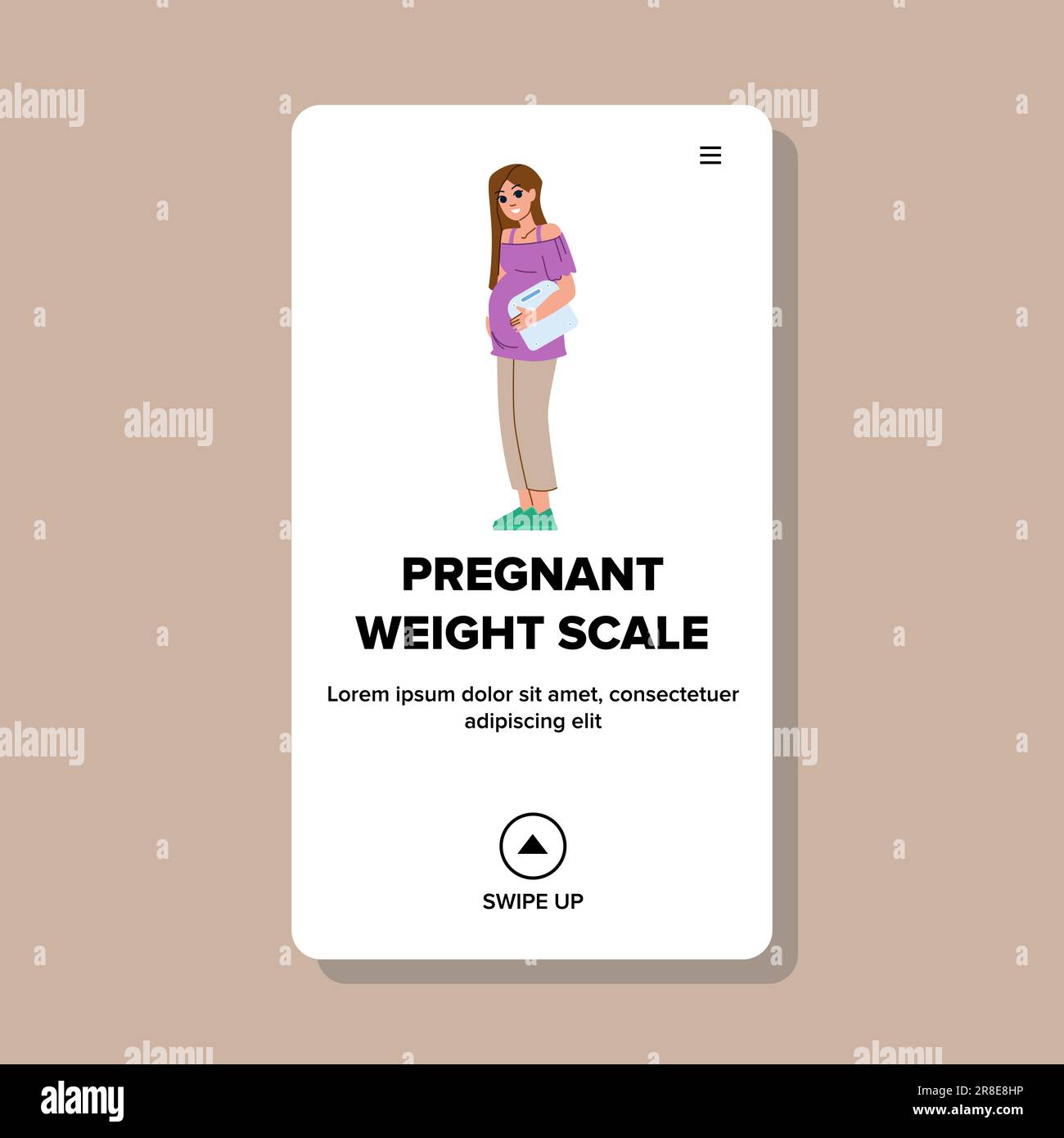 pregnant weight scale vector. woman female, pregnancy gain, care mother