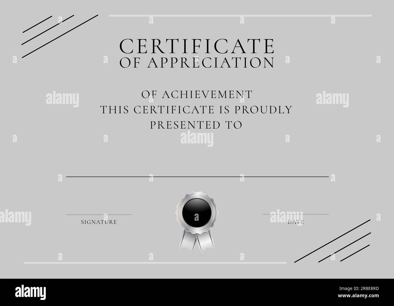 Illustration of certificate of appreciation of achievement, this certificate is proudly presented to Stock Photo