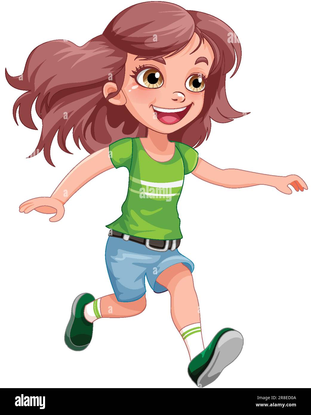 Cute Girl Running Cartoon Character illustration Stock Vector Image