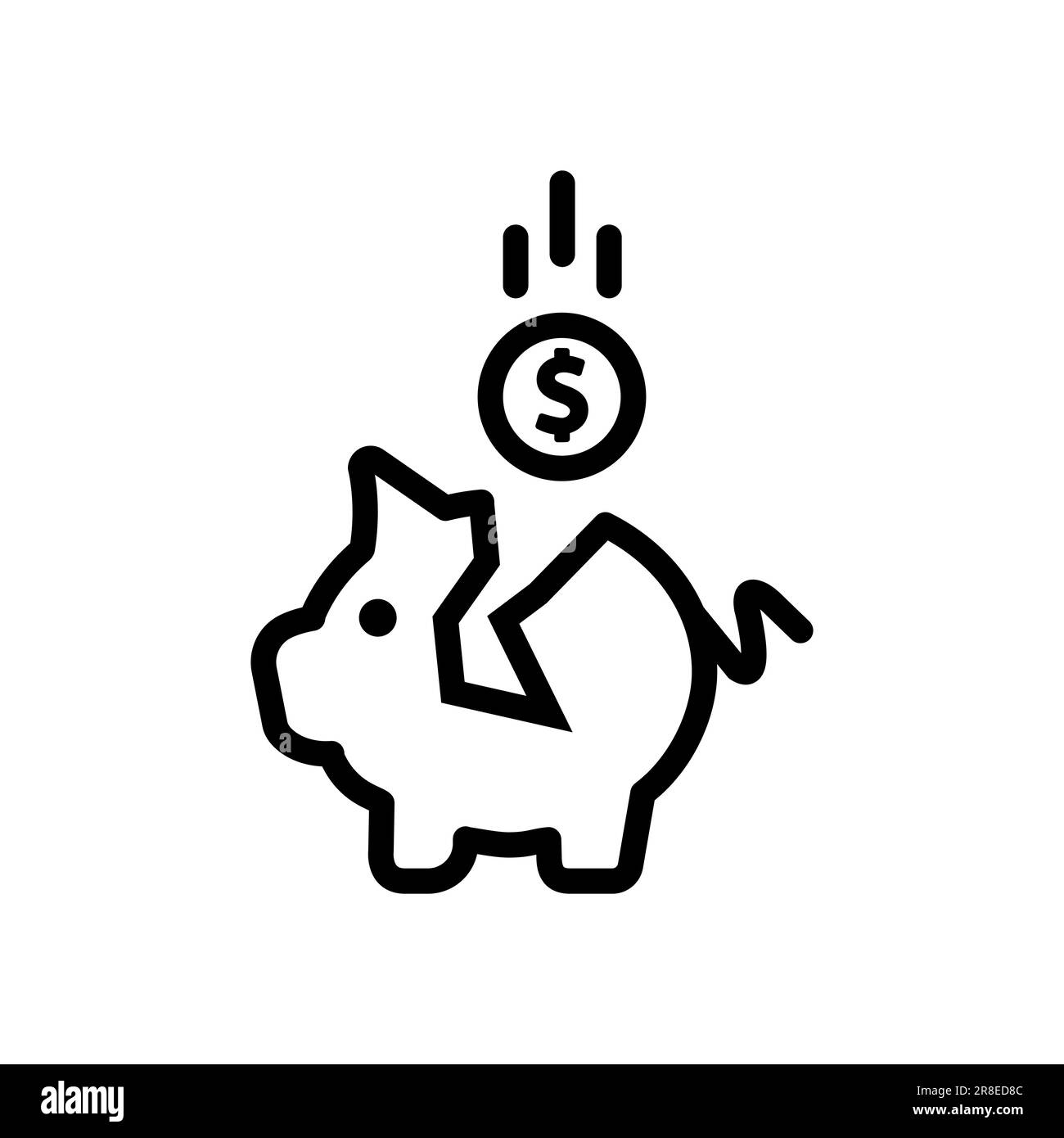 Piggy bank icon vector illustration isolated on white background. Saving flat pig stock illustration outline silhouette Stock Vector