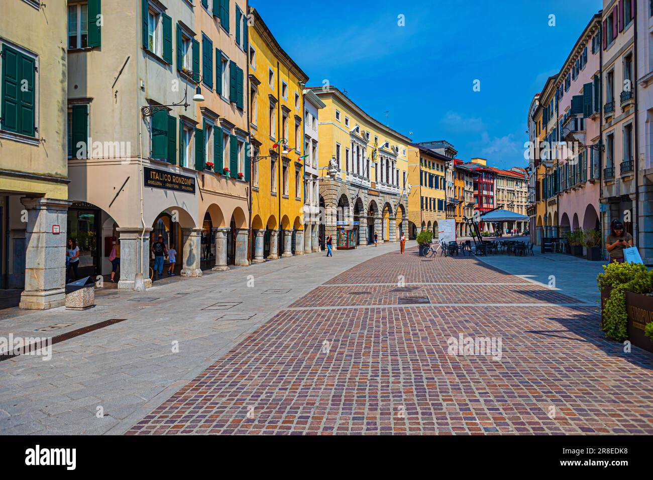 UDINE, FRIULI VENEZIA GIULIA, ITALY - CIRCA JUNY, 2023: Via Mercatovecchio of Udine town, Italy. Stock Photo