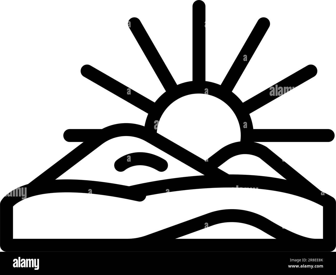 lanscape sunrise sun summer sunlight line icon vector illustration ...