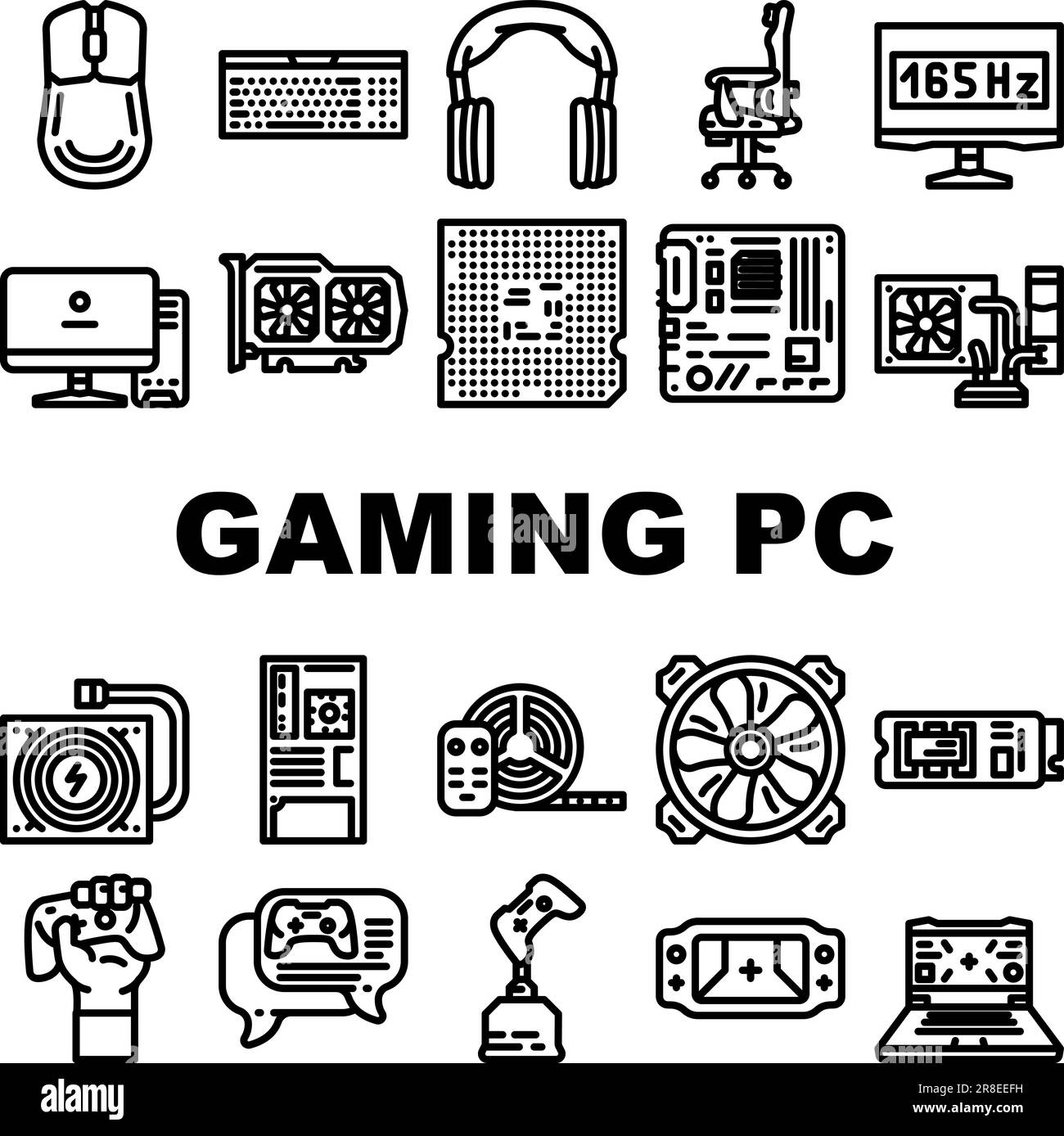 game pc computer gaming icons set vector Stock Vector Image & Art - Alamy