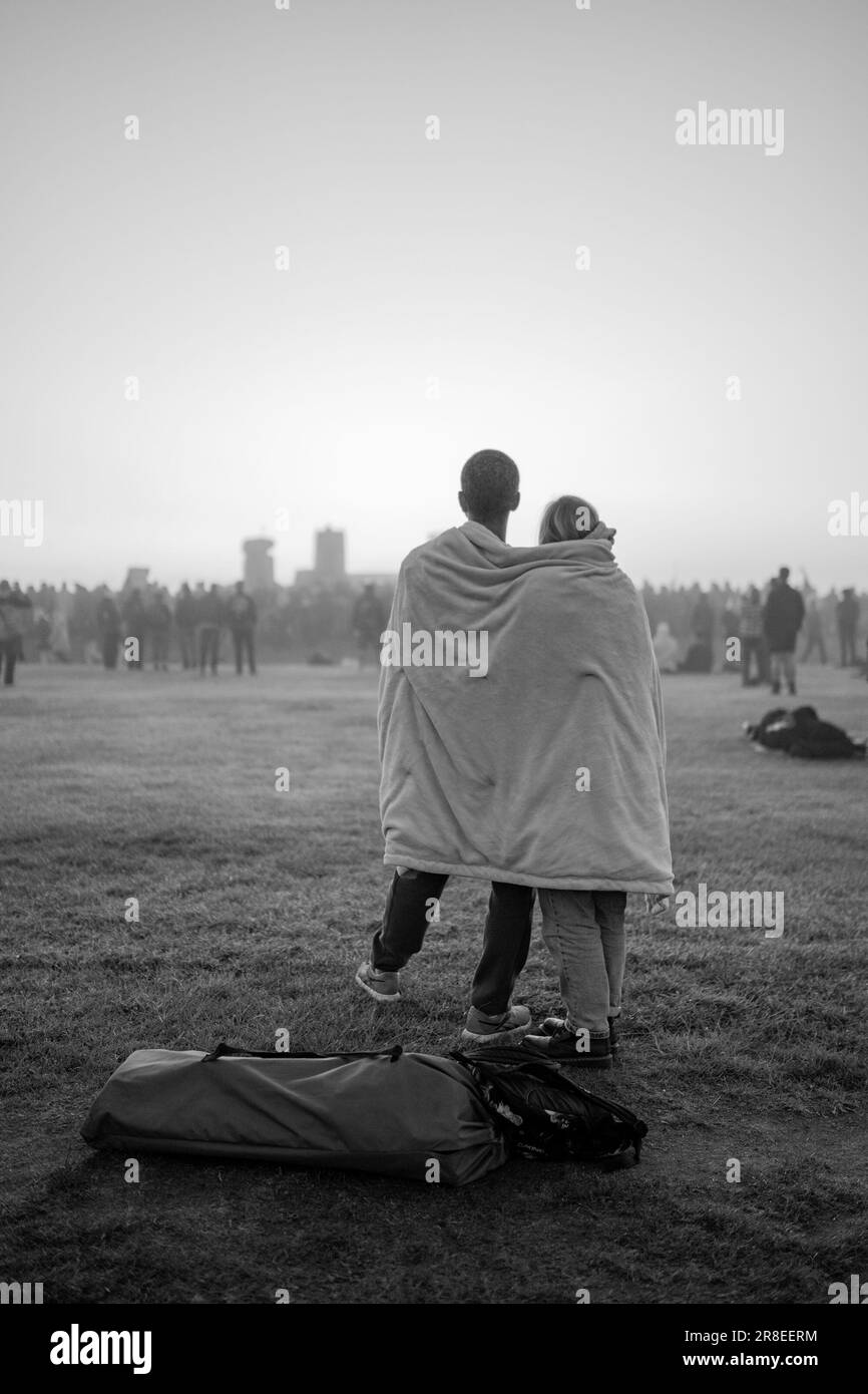 Annual Summer Solstice celebrations take place at Stonehenge, Wiltshire, UK Stock Photo