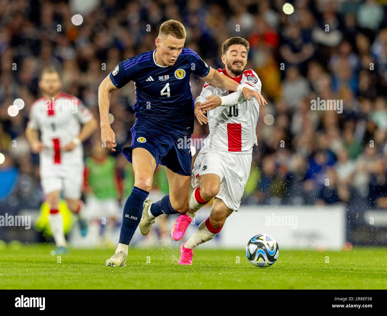Glasgow, UK. 20th June, 2023. Scott McTominay of Scotland takes on Otar