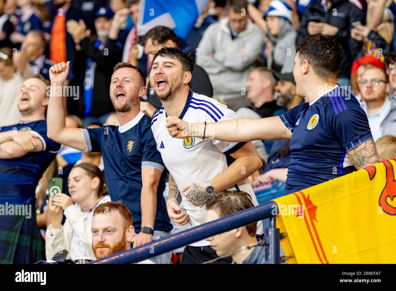 Glasgow, UK. 20th June, 2023. Scotland fans during the UEFA EURO 2025