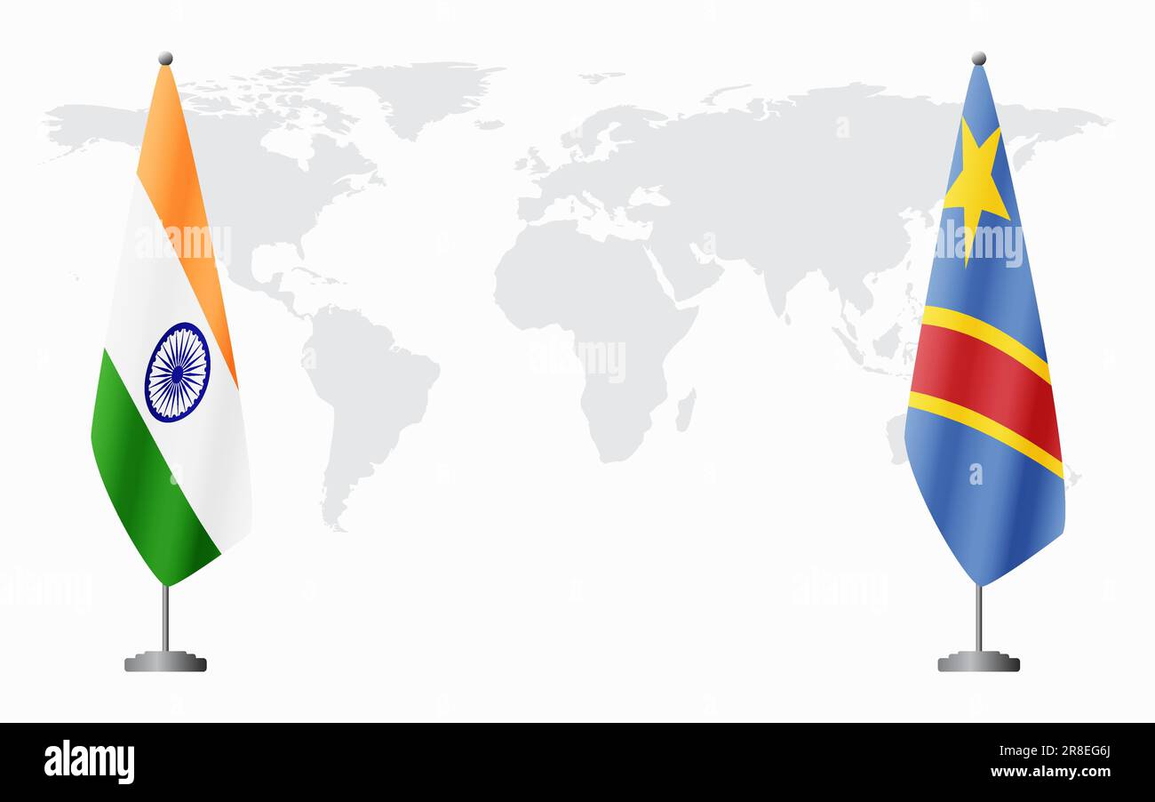 India and Democratic Republic of Congo flags for official meeting