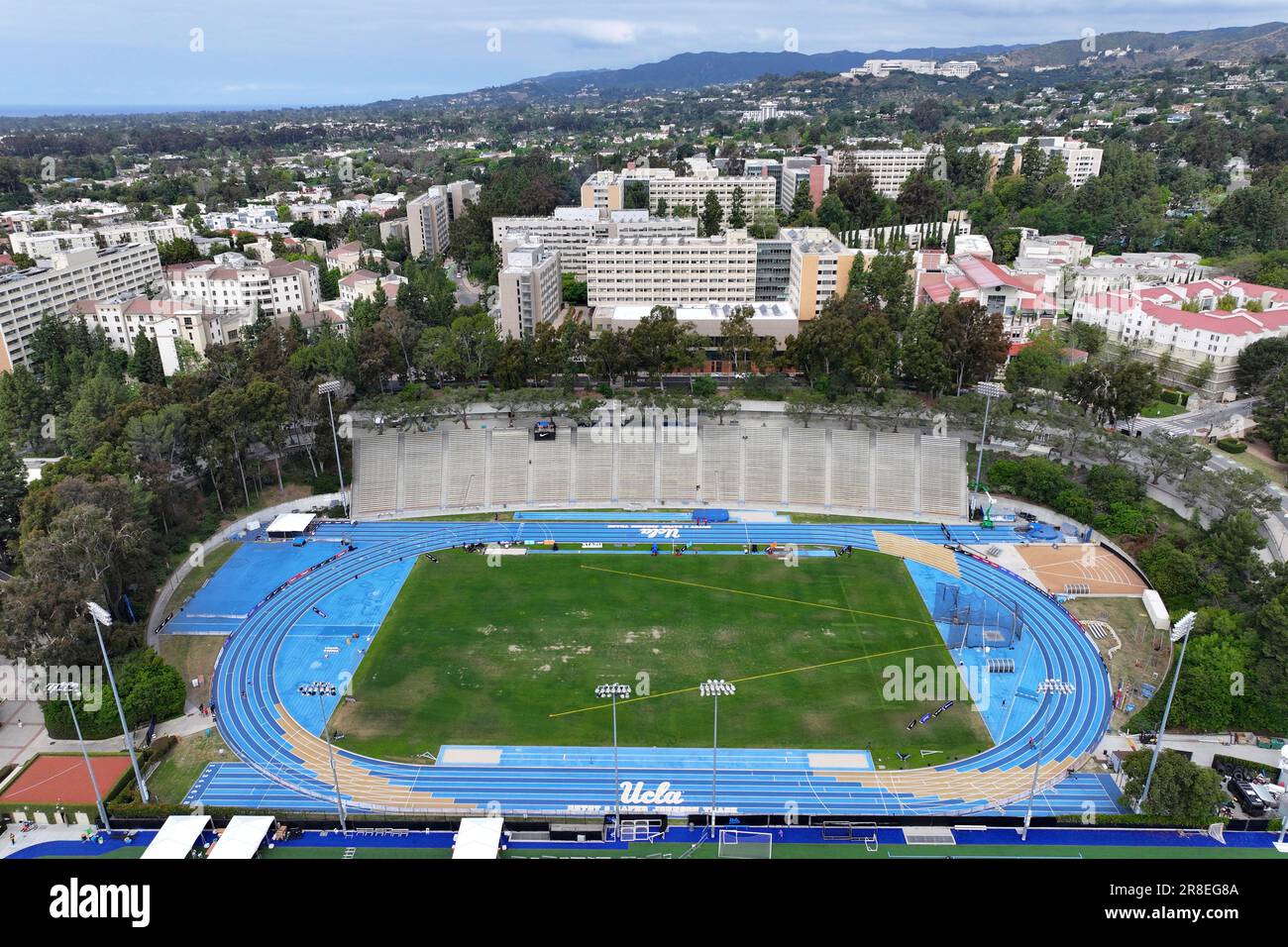 A general overall aerial view of Drake Stadium on the campus of UCLA