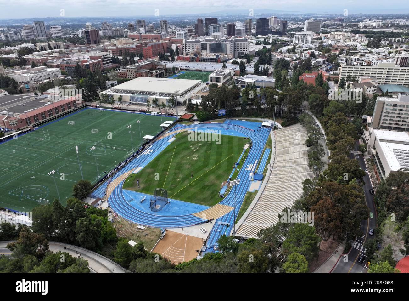 A general overall aerial view of Drake Stadium on the campus of UCLA