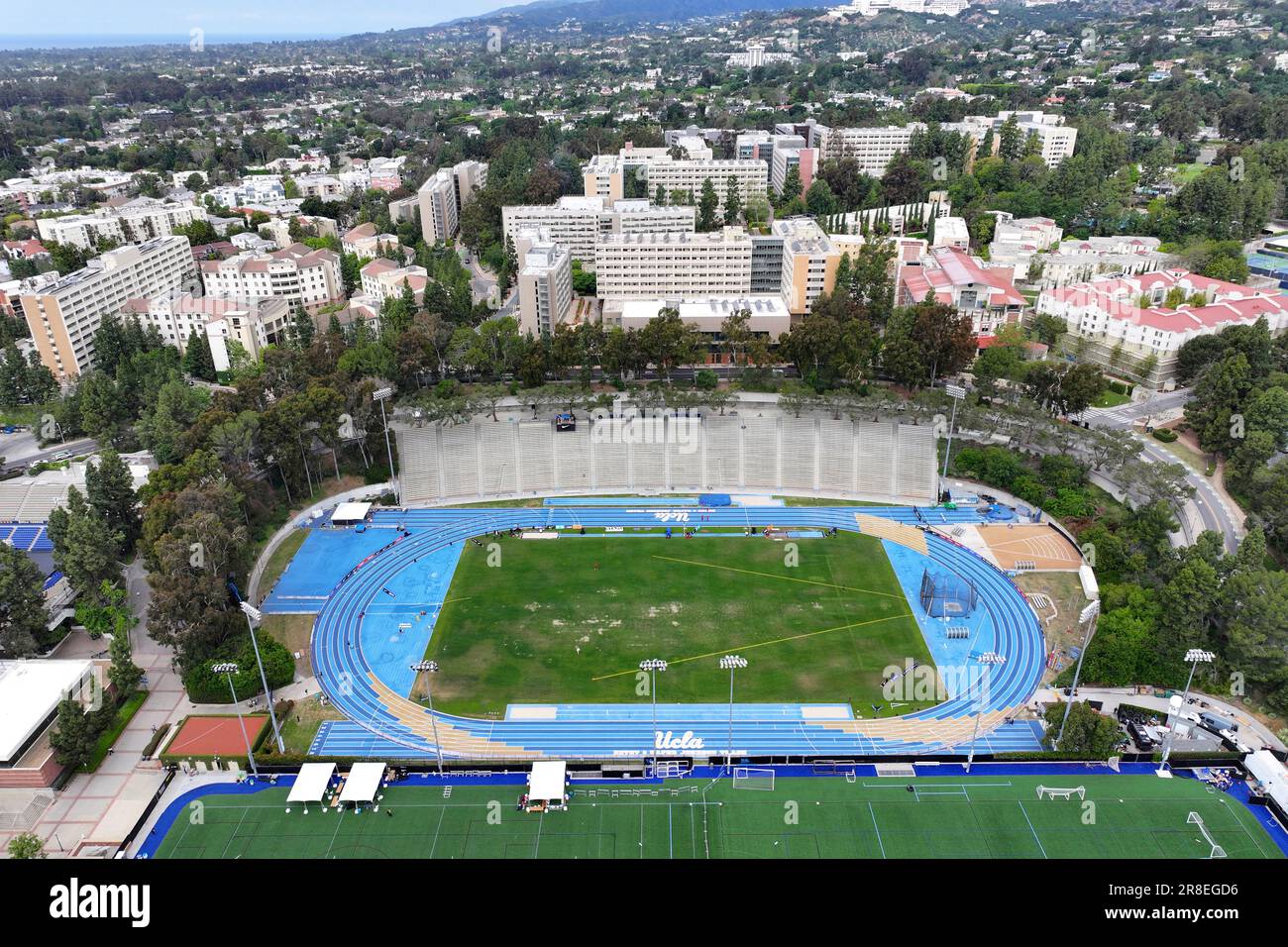 A general overall aerial view of Drake Stadium on the campus of UCLA