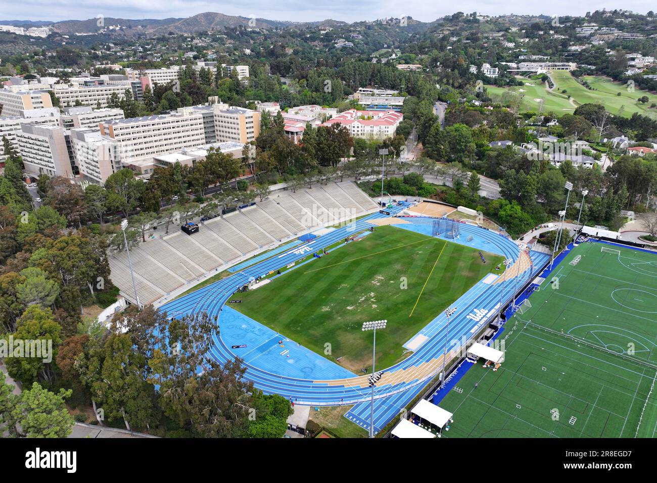 A general overall aerial view of Drake Stadium on the campus of UCLA