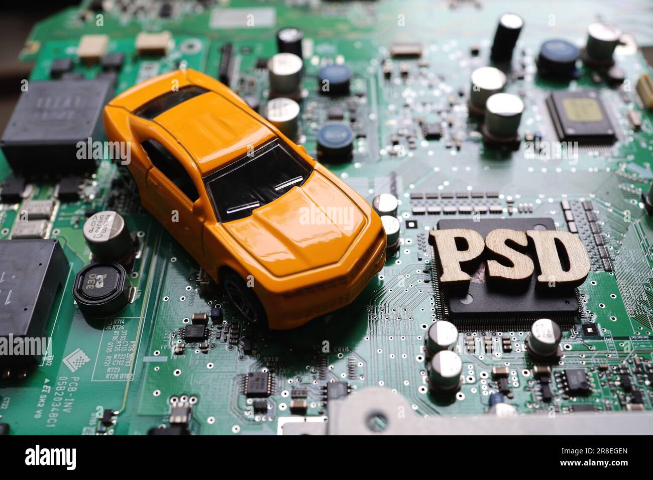 A photo on the theme of the automotive industry and power semiconductors (PSD). Stock Photo