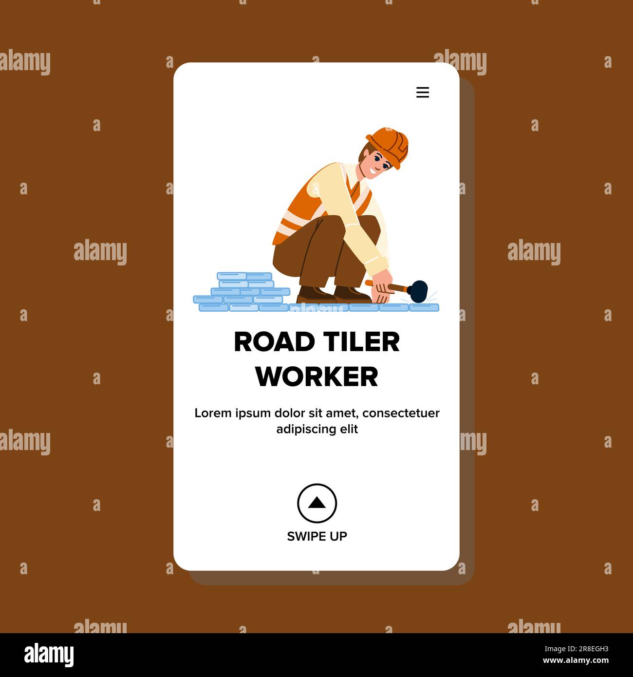 road tiler worker vector Stock Vector