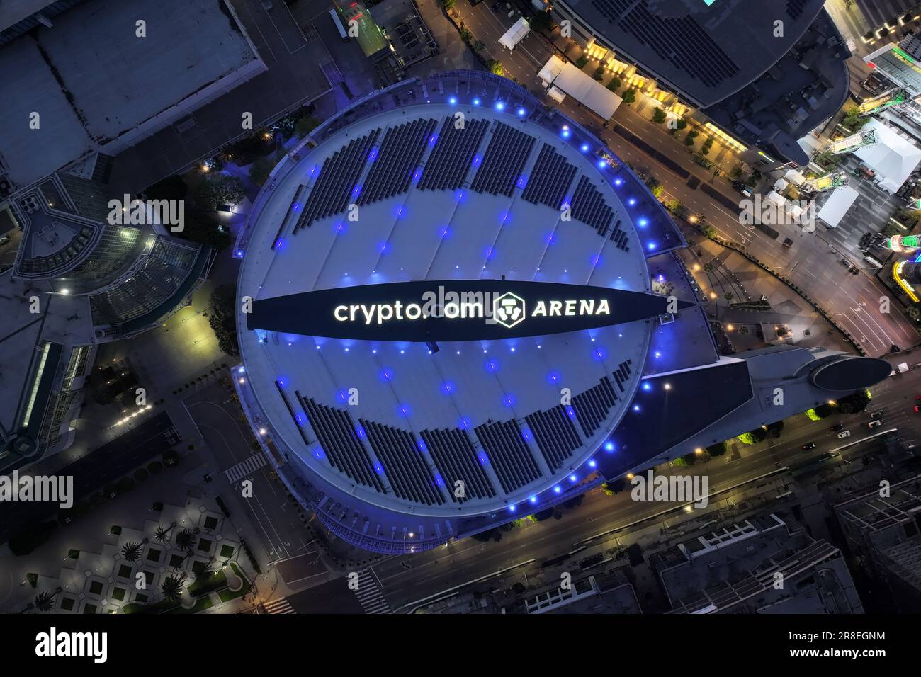 A general overall aerial view of the Crypto.com Arena, Tuesday, June 20,  2023, in Los Angeles Stock Photo - Alamy