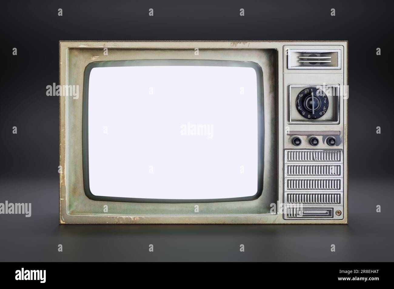 Blue 3d Tv On A White Background With An Analog Design, Vintage Tv