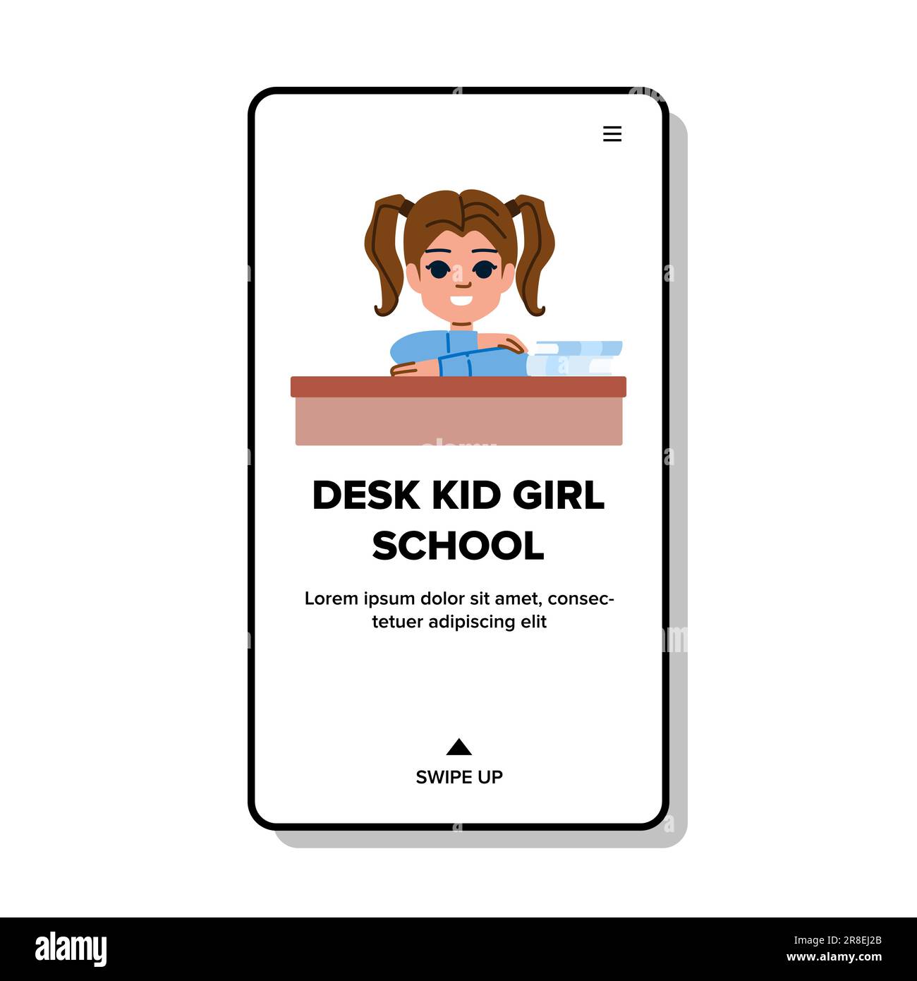 desk kid girl school vector. student child, study classroom, education pupil, lesson table