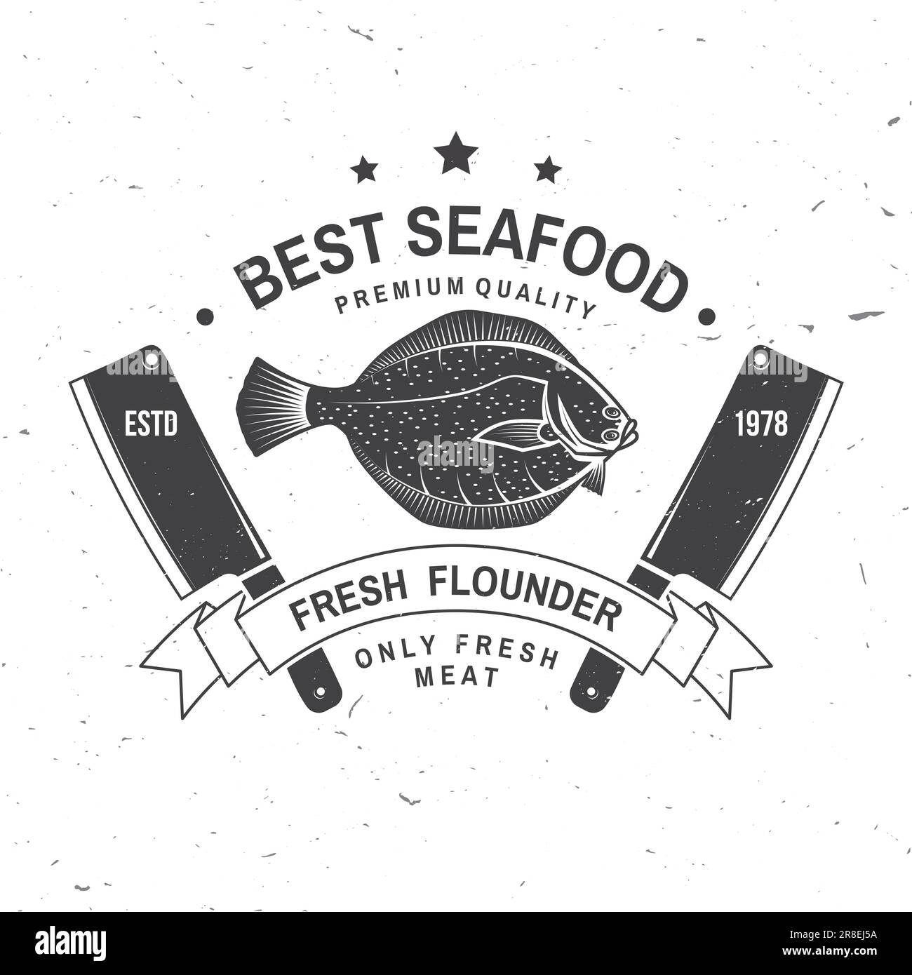 Best seafood. Fresh Alaska sole or flounder. Vector illustration. For