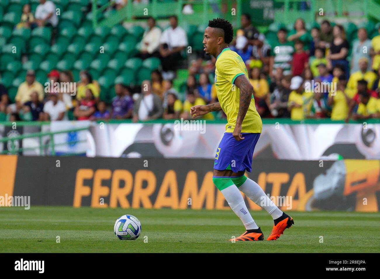 Eder Gabriel Militao from Brazil in action during the friendly football match between Brazil and Senegal at Estadio Jose Alvalade. Final Score: Brazil 2:4 Senegal (Photo by Bruno de Carvalho / SOPA Images/Sipa USA) Stock Photo