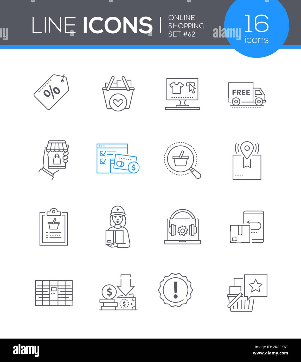 Online shopping - modern line design style icon set Stock Vector Image ...