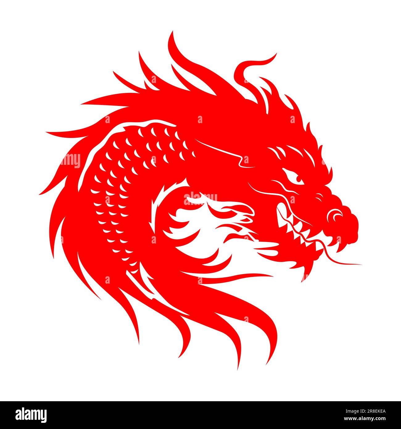 Red chinese dragon. Symbol of the 2024 year. Vector Illustration Stock