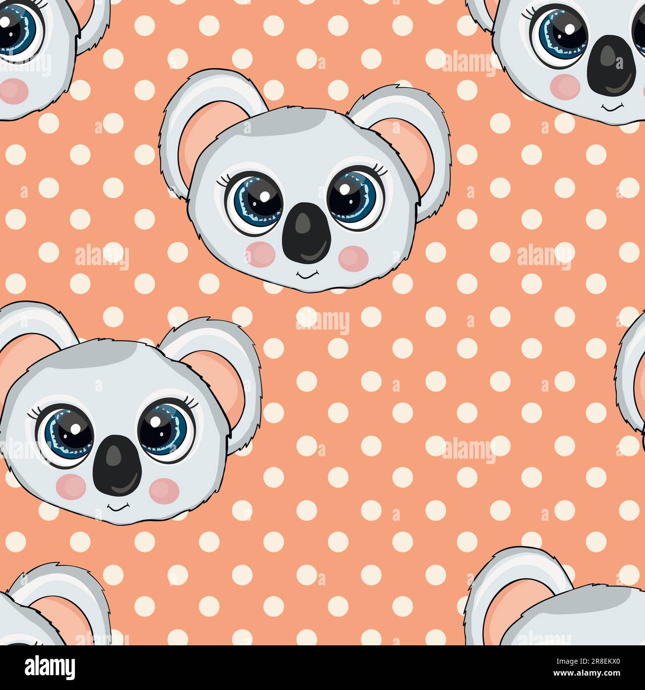 Seamless pattern with cute koala baby on color background. Funny ...