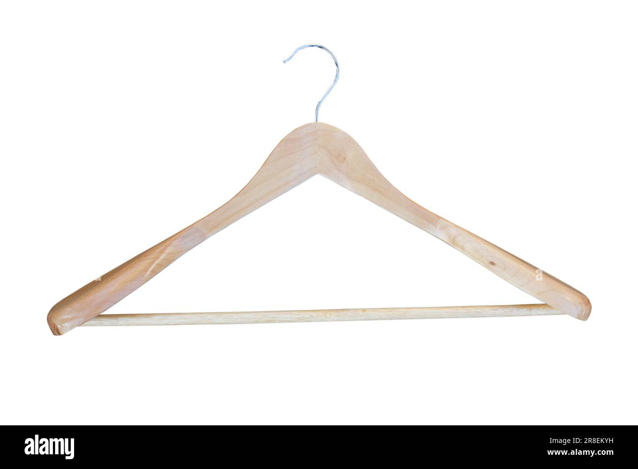 wooden hanger for clothes isolated on white background Stock Photo