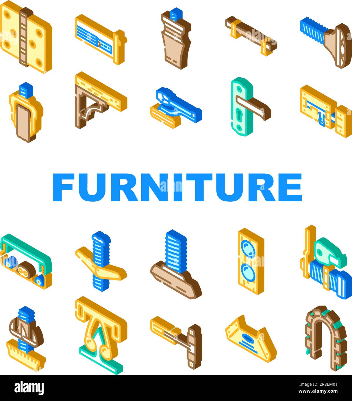 furniture fitting construction icons set vector Stock Vector Image