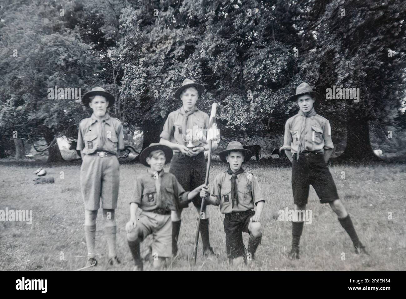 Group of boy scouts in uniform circa 1950, England, UK Stock Photo Alamy