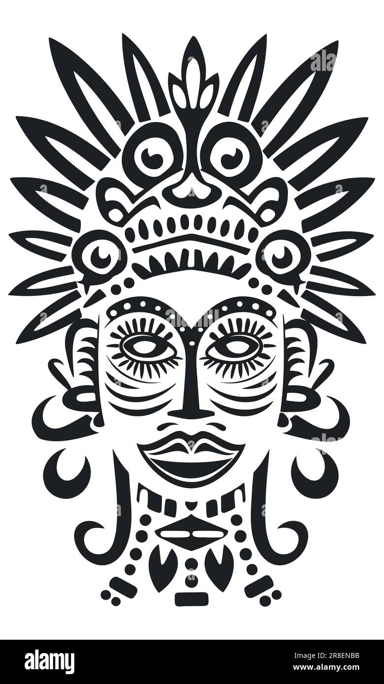 Vector illustration of a mask of a great warrior. Stock Vector