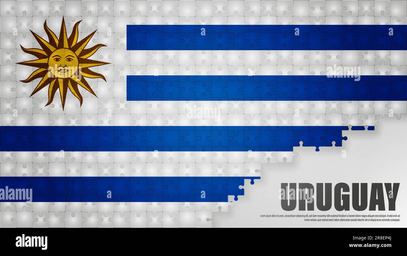Uruguay jigsaw flag background. Element of impact for the use you want to make of it. Stock Vector