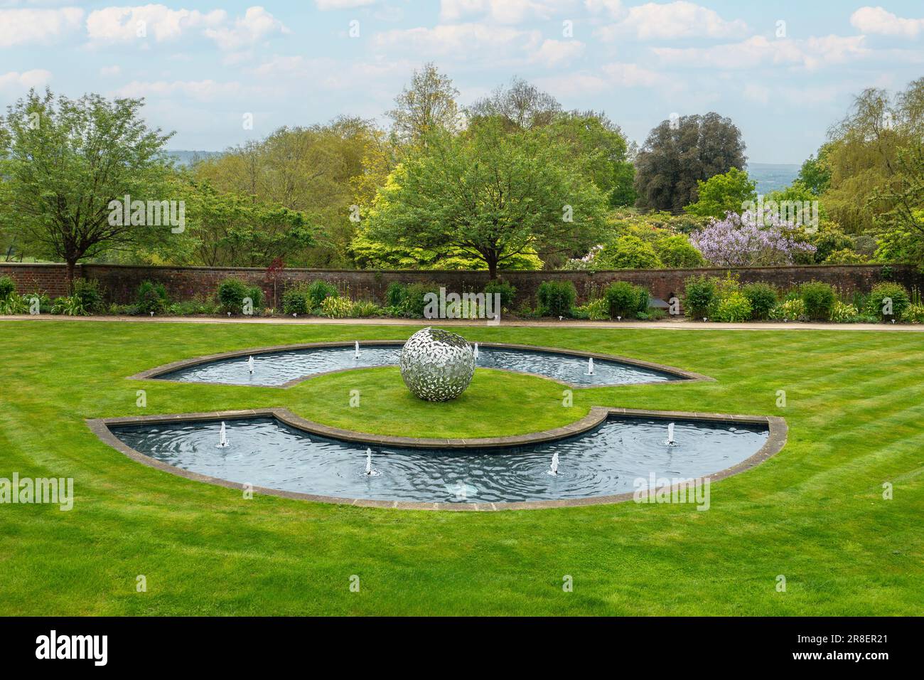 Ornamental Pond,Fountain,Himalayan Garden,River,Sevenoaks,Kent,England Stock Photo