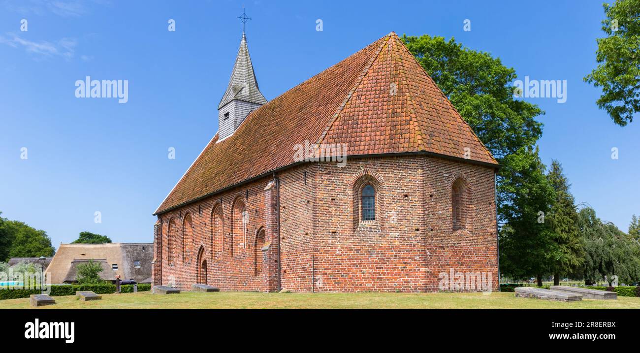Panorama of the historic church of Zweeloo, Netherlands Stock Photo