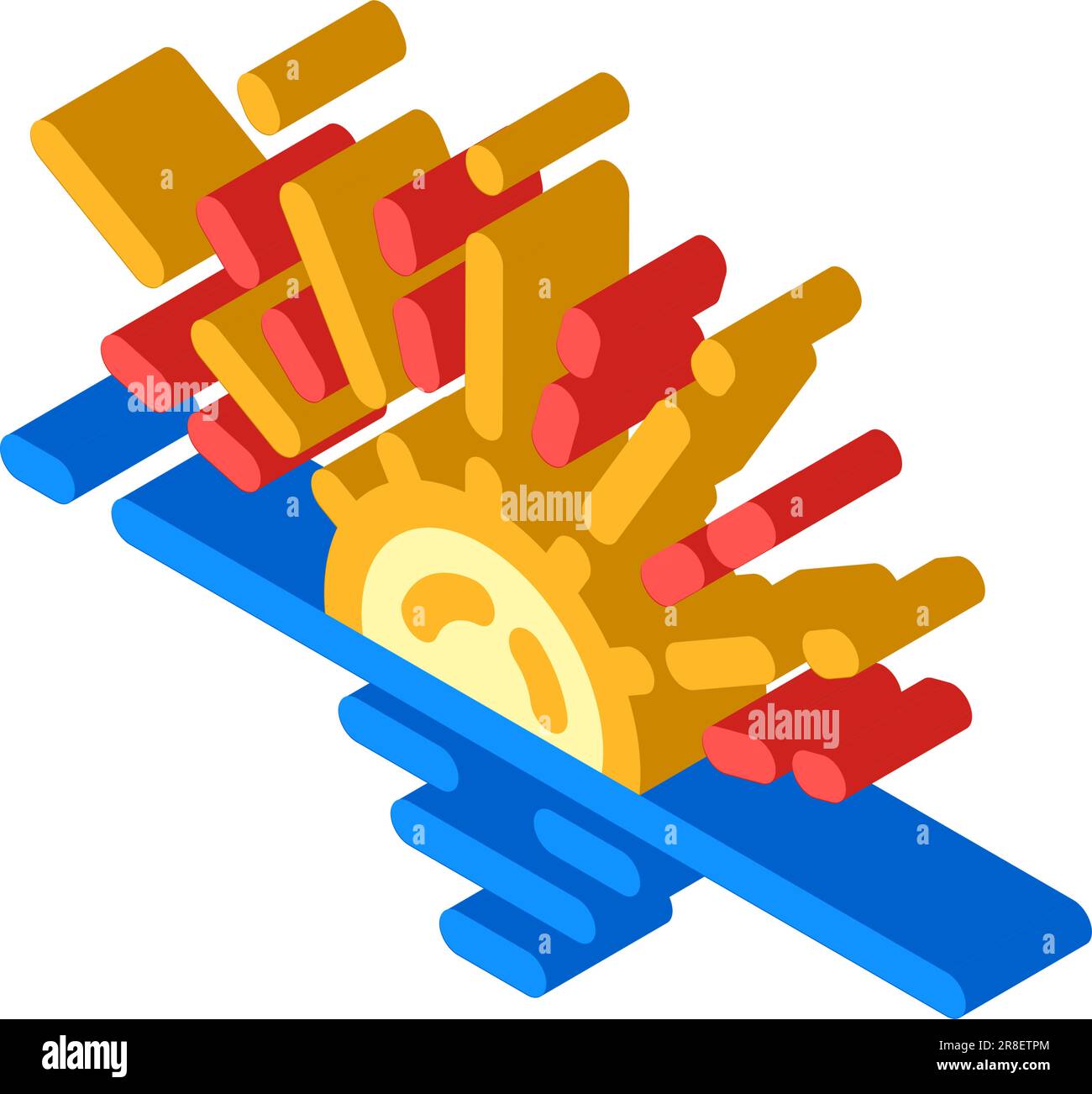 horizont sunset sun summer sunlight isometric icon vector illustration ...