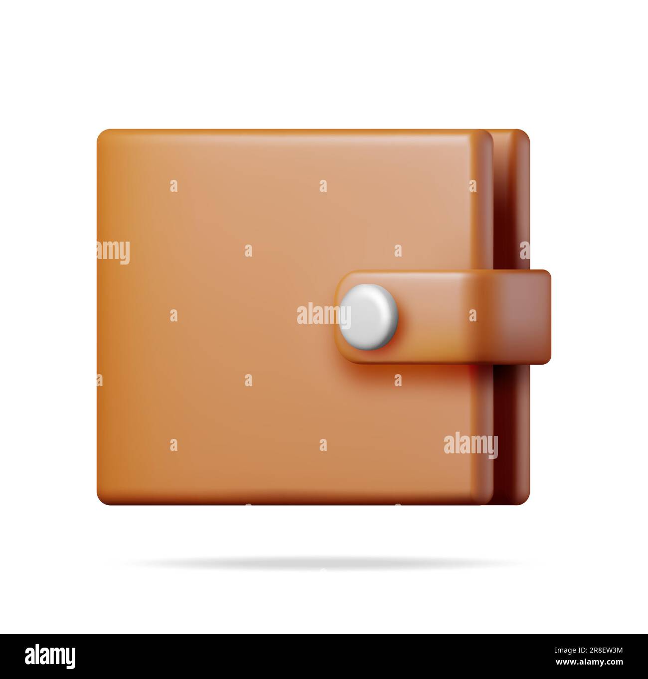 3D Brown Leather Wallet Isolated Stock Vector