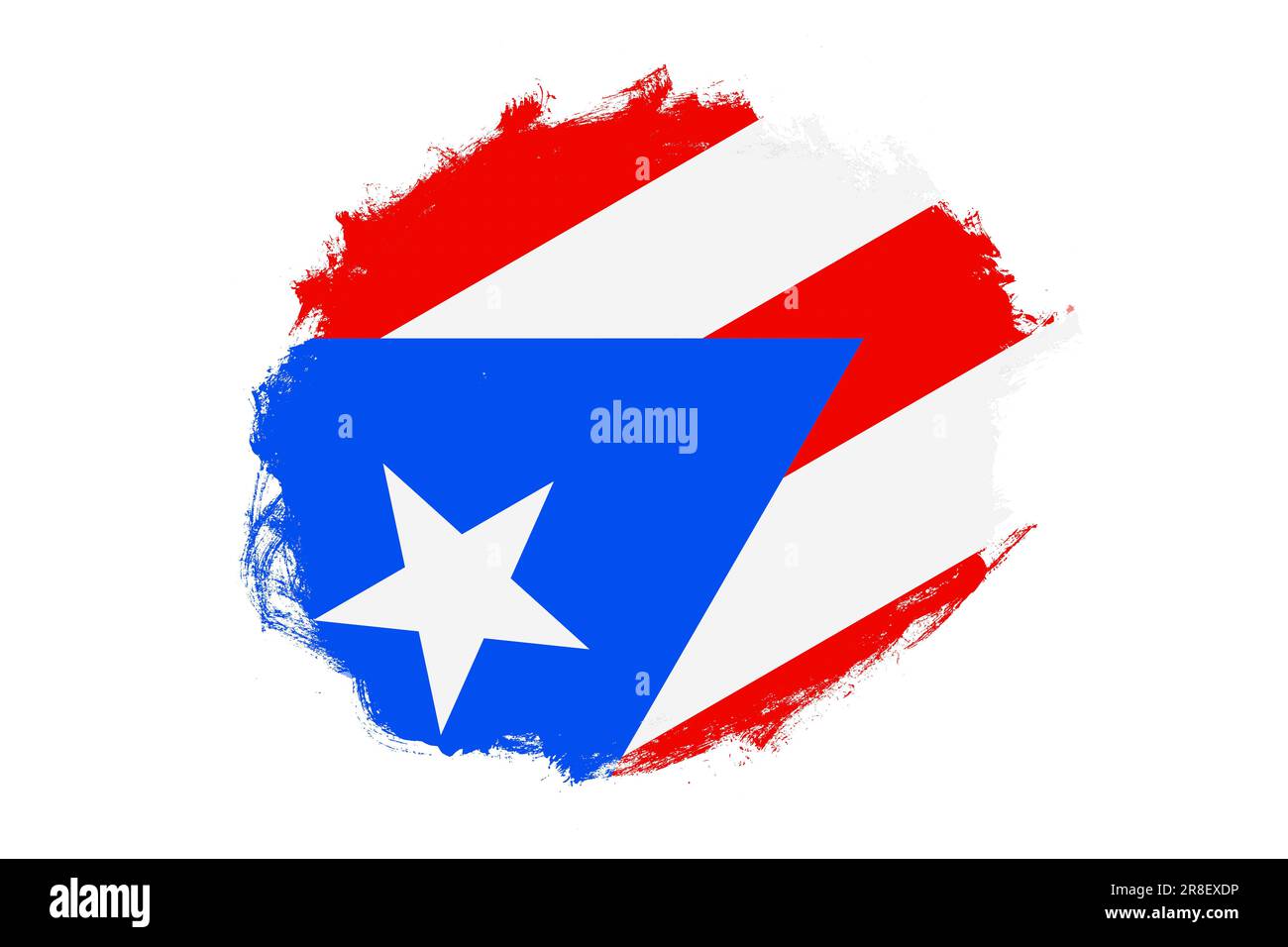 Rounded stain stroke brush textured national flag of Puerto Rico on ...