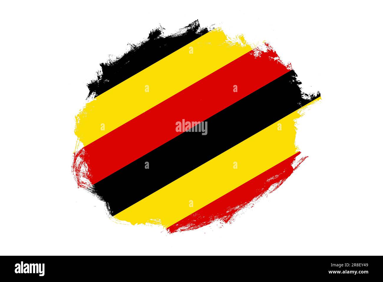 Rounded stain stroke brush textured national flag of Uganda on white ...
