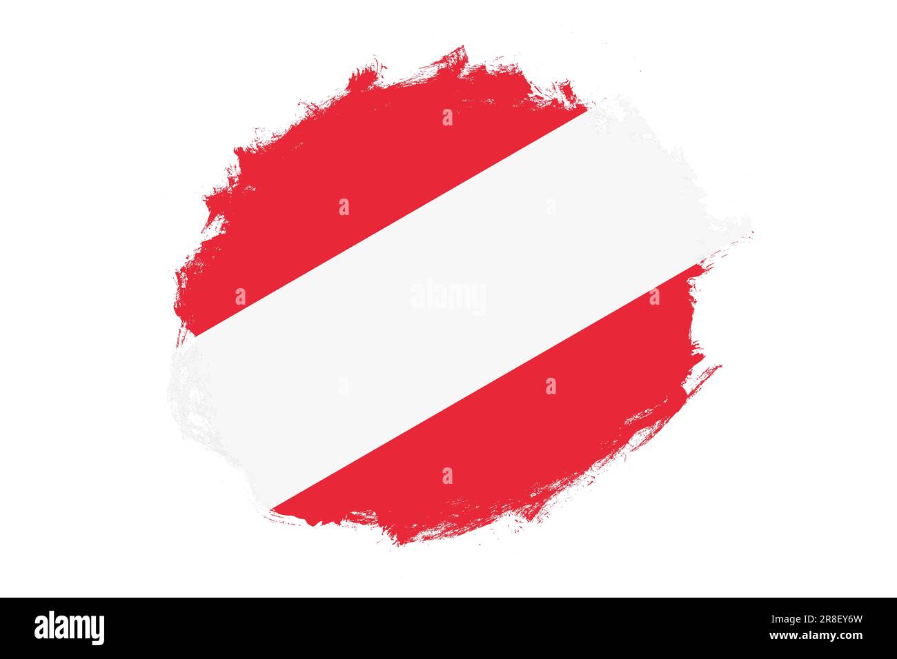 Rounded stain stroke brush textured national flag of Austria on white ...
