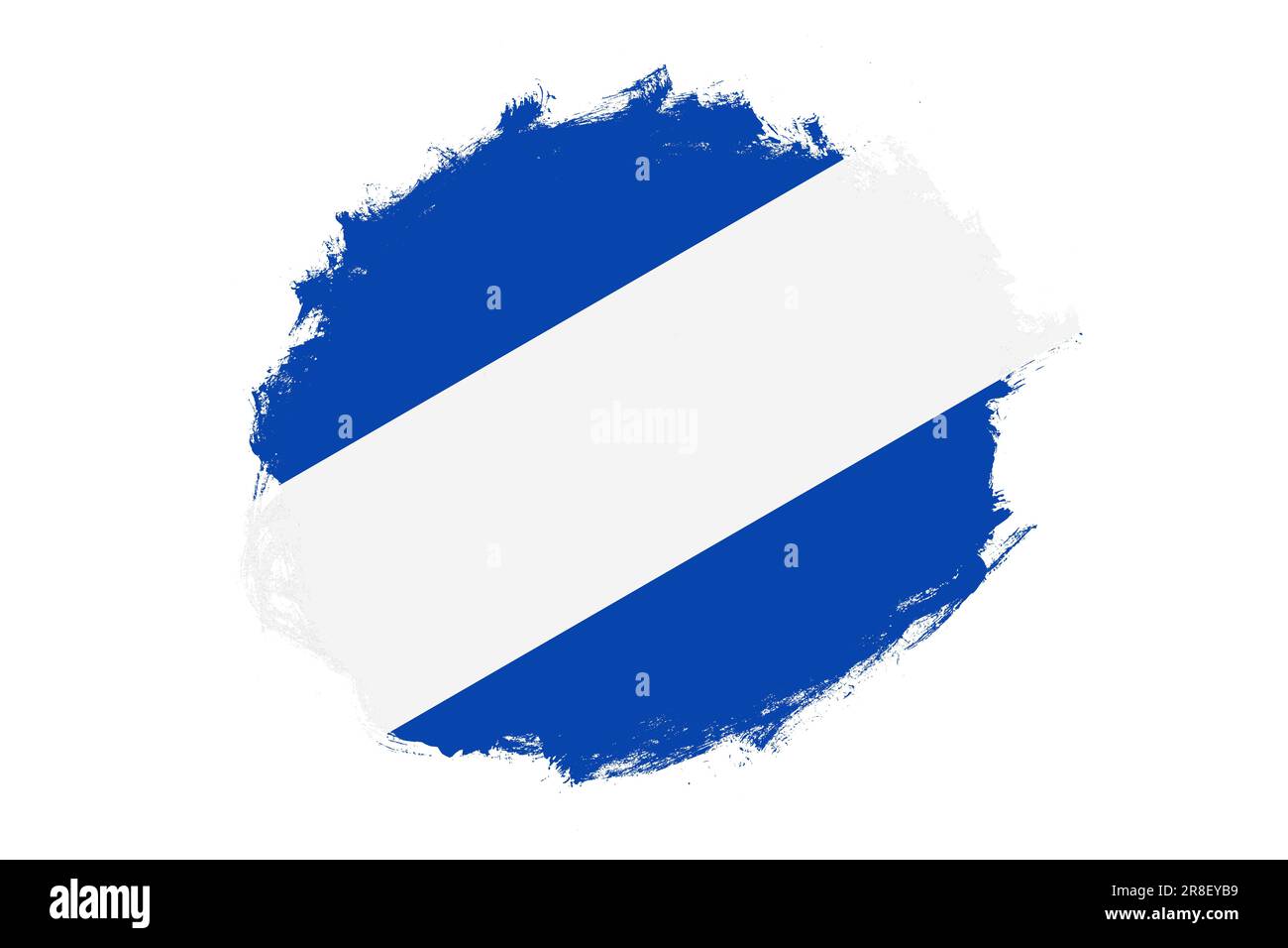 Rounded stain stroke brush textured national flag of El Salvador on ...