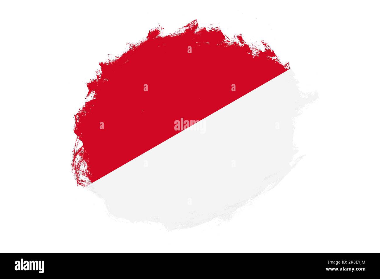 Rounded stain stroke brush textured national flag of Monaco on white background Stock Photo