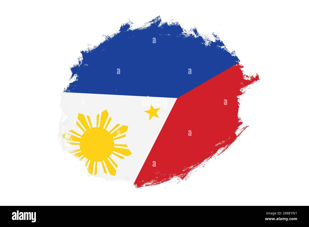 Rounded stain stroke brush textured national flag of Philippines on white background Stock Photo
